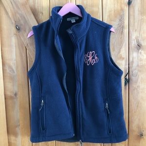 Navy size M monogrammed EJH (eHj) zip up vest